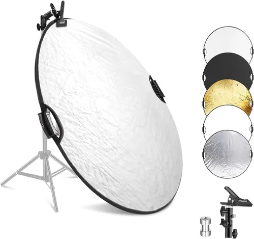 Vista 10 de NEEWER Reflector de luz de 22 pulgadas con abrazadera y agarres de mano, 5 en 1 plegable multi disco fotográfico reflector