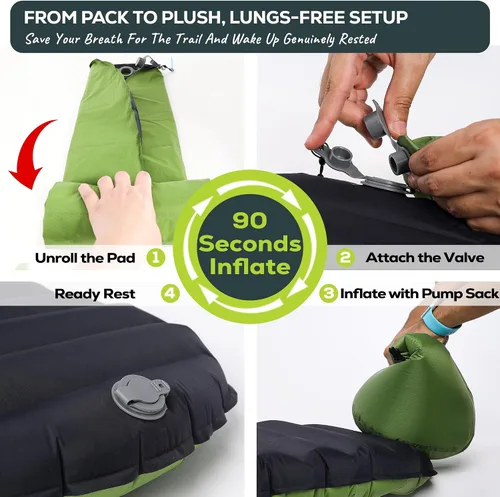 Vista 3 de Gear Doctors ApolloAir 5.2 R-Value [683g] Colchoneta inflable ultraligera aislada para acampar — Colchoneta para mochilero — Colchón de aire