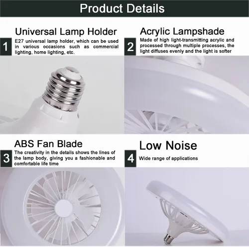 Vista 6 de Ventilador de techo con luz, ventilador de techo oculto E27, moderno ventilador de techo LED empotrado, ventilador invisible con iluminación