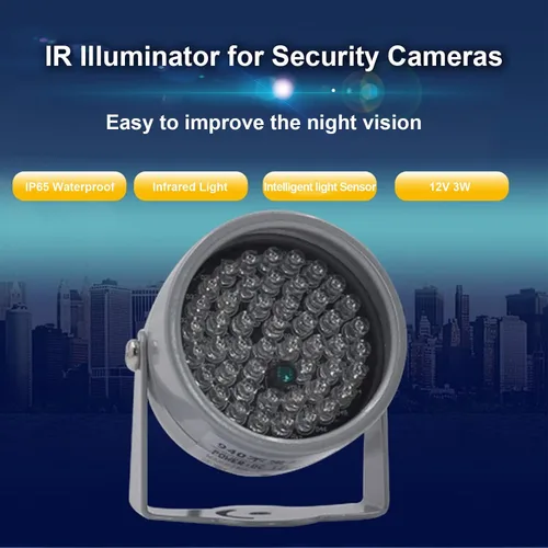 Vista 2 de ASHATA Luz infrarroja infrarroja IR de visión nocturna de 48 LED para cámara de seguridad CCTV y cámara IP, gran angular de 60°, a prueba de agua