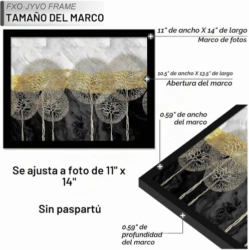 Vista 4 de Fxojyvo Marco de diploma negro 11x14, marco para documentos 8,5 x 11 con alfombrilla o 11 x 14 sin alfombrilla, marco para certificado