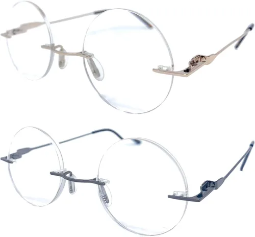 Vista 10 de The Steve, lentes de lectura sin montura totalmente redondos, lectores circulares unisex 2 Dorado