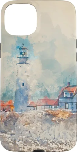 Vista 9 de iPhone 16 Artistic Lighthouse Painting Case