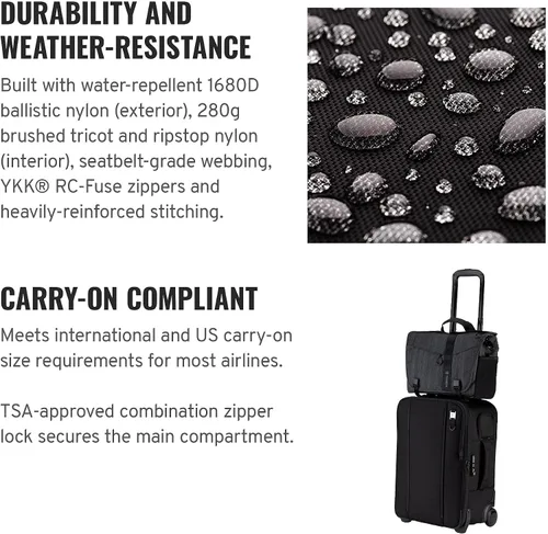 Vista 8 de Tenba Roadie - Funda híbrida con ruedas para cámaras y lentes DSLR y sin espejo, compatible con un portátil de 17 pulgadas, color negro (638-713)