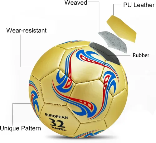 Vista 2 de ABAJI Pelota de Fútbol Tamaño 3 4 5 Pelotas de Entrenamiento de Práctica Regalo Cuero Más Grueso Anti Explosión para Interior y Exterior Viene