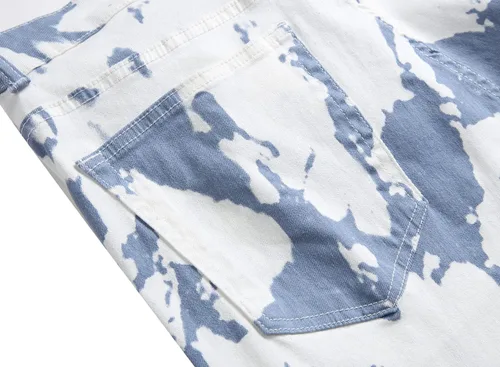Vista 8 de Jeans ajustados elásticos para hombre, pantalones casuales con estampado de moda, cómodos, con cintura flexible