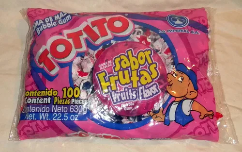 Vista 2 de Totito Sabor Frutas - Goma De Mascar - Goma De Mascar Bubble Gum 100 Pcs Net. Peso 22.5oz