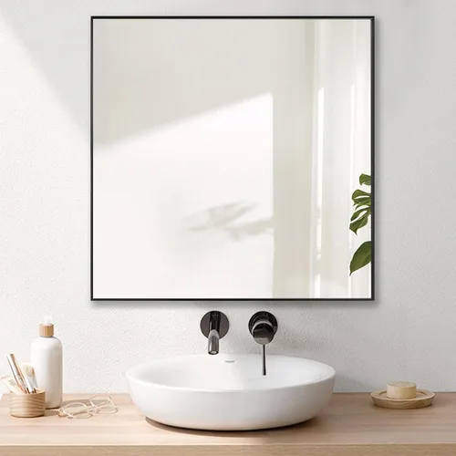 Vista 15 de LEDLUX Espejo de baño negro de 20 x 36 pulgadas, espejo sin cobre, espejo de tocador con marco de aleación de aluminio, espejo rectangular montado