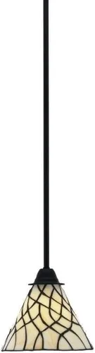 Vista 224 de Toltec Lighting Paramount - Mini colgante de 1 luz en acabado negro mate con cristal de arte perla de 7 pulgadas y estilo negro