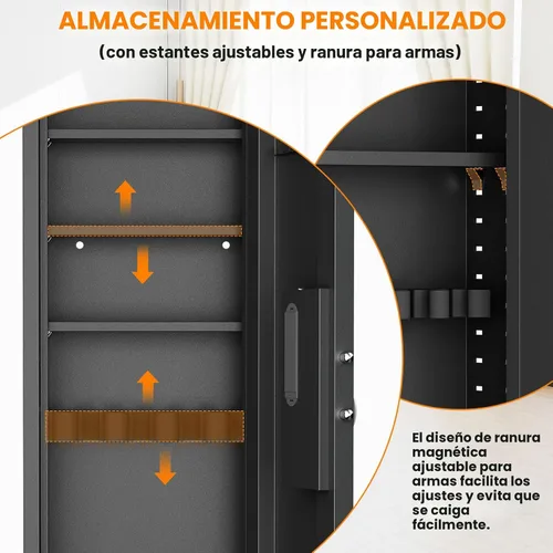 Vista 5 de Caja fuerte de pared de 135 cm entre los tachuelas, caja fuerte oculta con sistema de alarma dual y modo silencioso, caja fuerte de pared para armas
