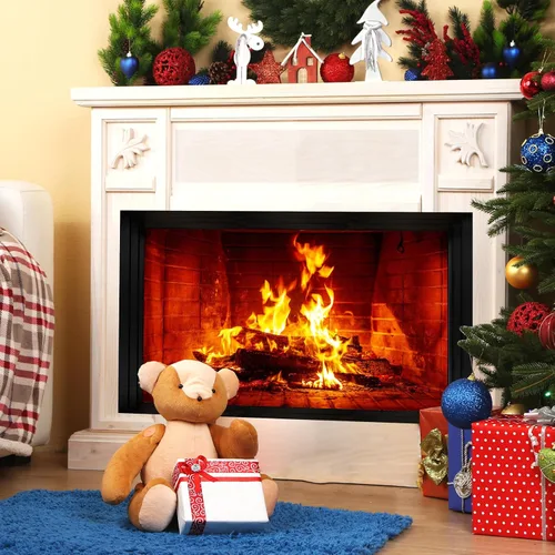 Vista 8 de Calcomanías de Pared de Chimenea Calcomanías de Pared 3D de Navidad Decoración Calcomanías de Fuego Ardiente para Paredes Calcomanías de Navidad