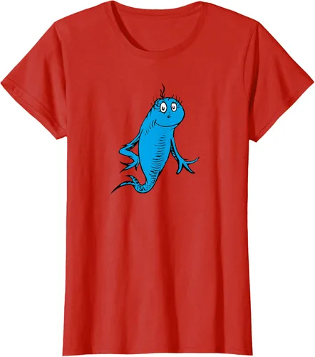 Vista 79 de Dr. Seuss Blue Fish Character - Camiseta con licencia oficial Negro