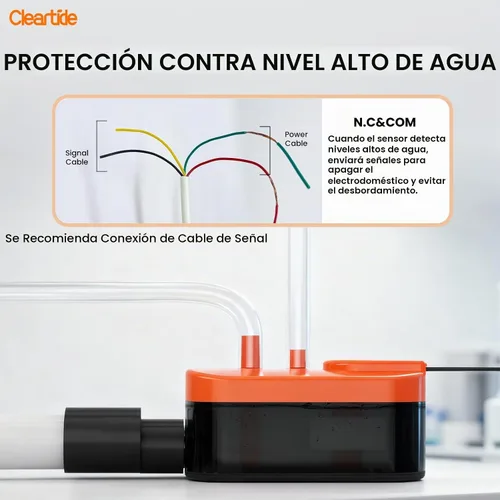 Vista 5 de Cleartide Mini bomba de condensado HVAC dividida, 10.6 GPH, 110V/240V, interruptor de seguridad automático, eliminación de condensado de CA