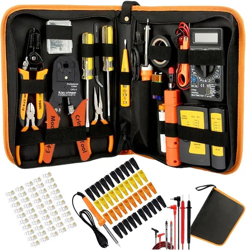 Vista 2 de LEATBUY RJ45 Crimping Tool Kit for CAT5/CAT6 ethernet Pass Though Professional Network Crimper Wire Connector Stripper Cutter, Computer Maintenance
