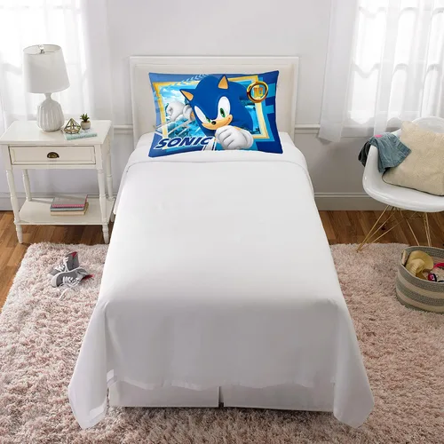 Vista 4 de Franco - Funda de almohada reversible supersuave de microfibra para niños, 20 in x 30 in, Sonic el erizo
