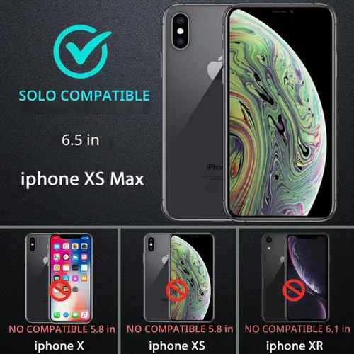 Vista 2 de YKHJKLEC Funda para iPhone Xs Max, grado militar 3 en 1, resistente a los golpes, a prueba de caídas, polvo con 2 protectores de pantalla de vidrio