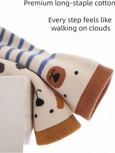 Vista 7 de Calcetines para bebé, antideslizantes, mezcla de algodón, elásticos, unisex para niños y niñas, de 0 a 5 años (paquete de 2 pares)
