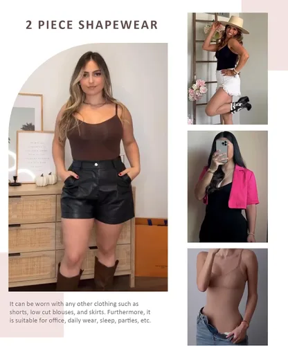 Vista 5 de FeelinGirl Body moldeador para mujer, 2 piezas, con control de abdomen, sin costuras, para esculpir