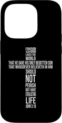 Vista 17 de Christian Cross John 3:16 Bible Verse Faith-Based Easter Case for iPhone 16