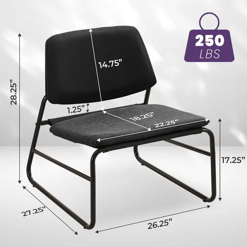 Vista 2 de DAICO Silla decorativa moderna, impermeable, sin brazos, cómodas, tapizadas, con marco de metal, para sala de estar, dormitorio, balcón, jardín