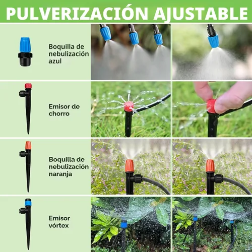 Vista 5 de Sistema de riego por goteo de 230 pies para jardín con 40 boquillas y emisores, sistema de riego de jardín con tubo de 1/2" y 1/4" y accesorios
