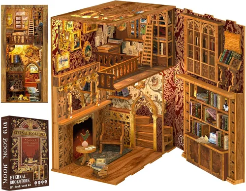 Vista 16 de Kit de rincón de libros Cutefun - Kit de casa de muñecas en miniatura de bricolaje para adultos y adolescentes, kit de construcción de mini casa