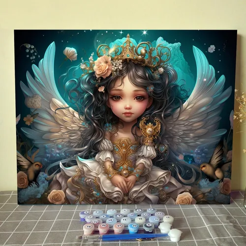 Vista 11 de Tucocoo Pintura de bebé durmiendo por número para adultos y niñas africanas, pintura por número para niños, estilo de moda, pintura moderna