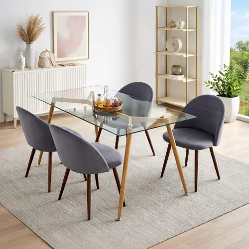 Vista 14 de Juego de sillas de comedor de 6 piezas, cuero sintético negro moderno, respaldo alto tapizado, marco de acero, cocina cómoda, muebles de comedor