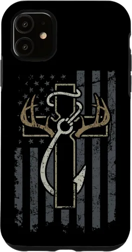 Vista 8 de Faith Hunting Fishing - Christian Cross USA Hunter Fisherman Case for iPhone 17