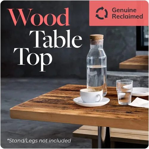 Vista 3 de Mesa de madera recuperada, pieza de madera reciclada rústica perfecta para cocinas, comedor y mesas auxiliares