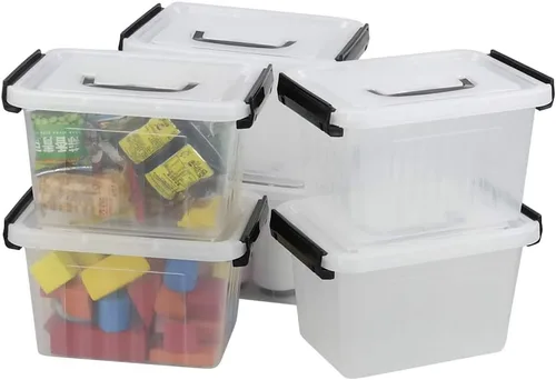Vista 8 de Asking Caja de almacenamiento de plástico transparente de 18 L con asa, paquete de 4