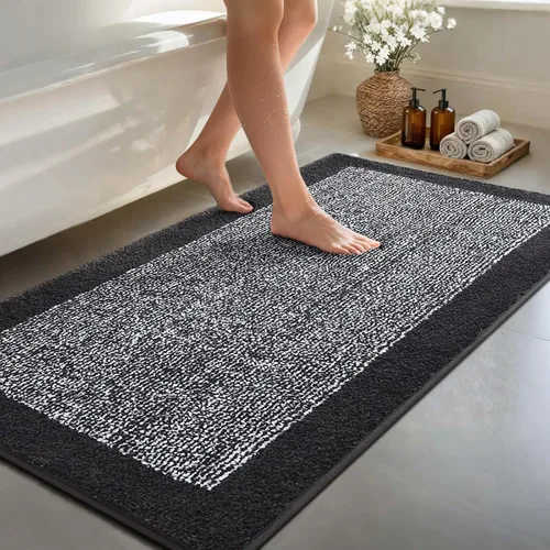 Vista 29 de Alfombras de baño de 17 x 24 pulgadas, antideslizantes, lavables, color gris, para bañera, tapete de baño para baño, tapete suave y absorbente