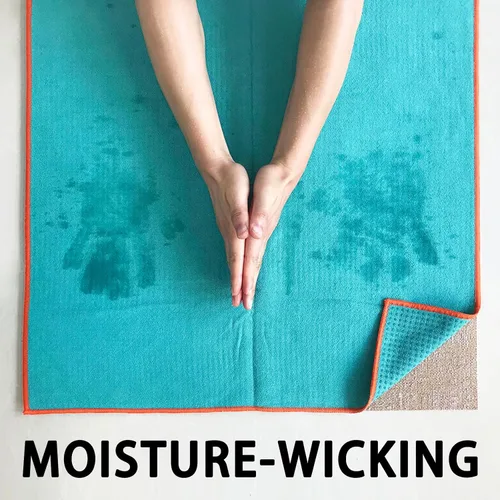 Vista 2 de Muka Toalla para esterilla de yoga con punto de agarre, antideslizante, absorbente de sudor, toalla para yoga, pilates, fitness, 72 x 24 pulgadas