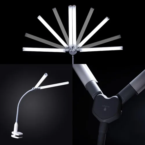 Vista 6 de DuoPro Clamp Lámpara LED con Abrazadera - Luz Diurna de 6,000K, 2,100 Lux a 12", 4 Niveles de Brillo, Pantallas Antirreflejos, Brazo Ajustable