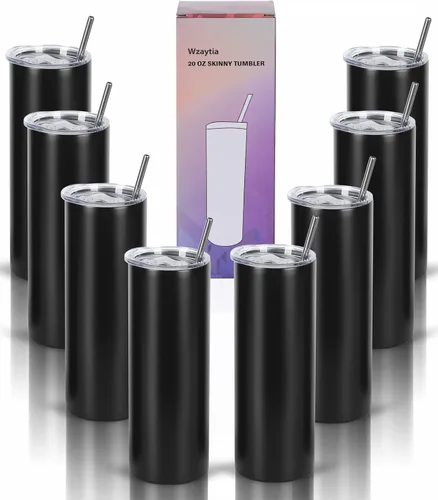 Vista 9 de Paquete de 4 vasos delgados de 20 onzas, juego de vasos delgados de acero inoxidable en caja de regalo individual, 20 onzas de capacidad, vaso