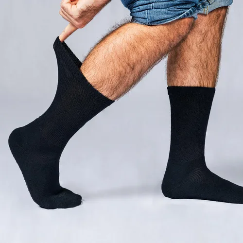 Vista 2 de Calcetines para diabéticos Doctor's Choice para hombre, calcetines sin costuras con parte superior sin uniones, 4 pares, talla grande 9-12 y XL 13-15