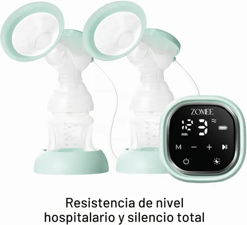 Vista 5 de Zomee Z2 Extractor de leche eléctrico doble – con expresión, masaje y modos de 2 fases - Extractor de leche recargable, portátil y manos libres