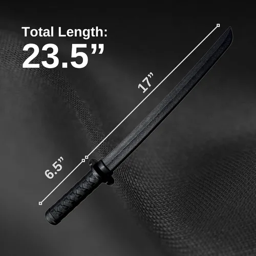 Vista 5 de E-BOGU Katana de práctica de polipropileno estilo Mokume (62.2 cm) con vaina Saya negra