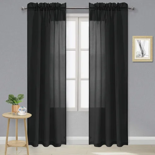 Vista 159 de DWCN Cortinas Transparentes Aqua de Voile Semitransparente con Bolsillo para Barra para Dormitorio y Sala de Estar, 36 x 36 pulgadas de Largo, Juego