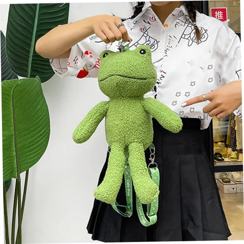 Vista 5 de SHERCHPRY mochila linda mochila 'mochilas lindo bolso de forma de rana bolsa de hombro de rana de felpa bolsa de mochila de felpa Bolsos de hombro