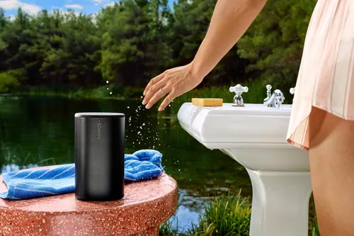 Vista 7 de Sonos Play - Altavoz Bluetooth portátil con WiFi, Alexa, batería de 24 horas, base de carga, color negro