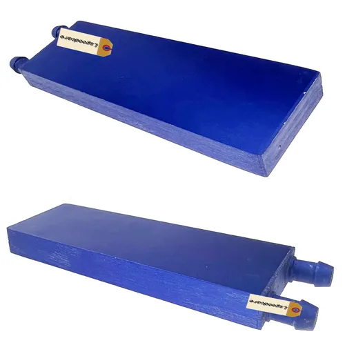 Vista 3 de Lsgoodcare Bloque de enfriamiento de agua de aluminio 1.575x4.724 in disipador de calor pulido azul con tubo y hebillas de bloque de agua para PC PC