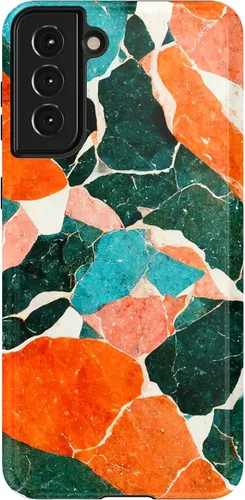 Vista 66 de Casely Funda para Galaxy S21 Here Comes The Sun Colorblock Sunset Diseño protector delgado esencial de doble capa Aquí viene el sol