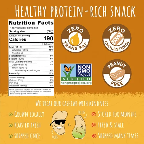 Vista 2 de Anacardos de Sunshine Nut Company 7 oz Lightly Salted, Gluten Free, Peanut Free, Vegan, GMO Free, Snack Packs for Kids and Adults, For Lunchboxes
