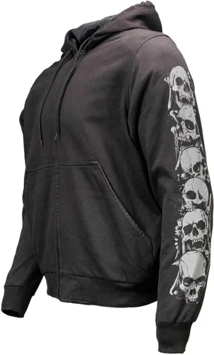 Vista 12 de Milwaukee Leather Sudadera con capucha protectora para hombre - Aramida reforzada con armadura de hombro y codo CE Grpm1788-negro