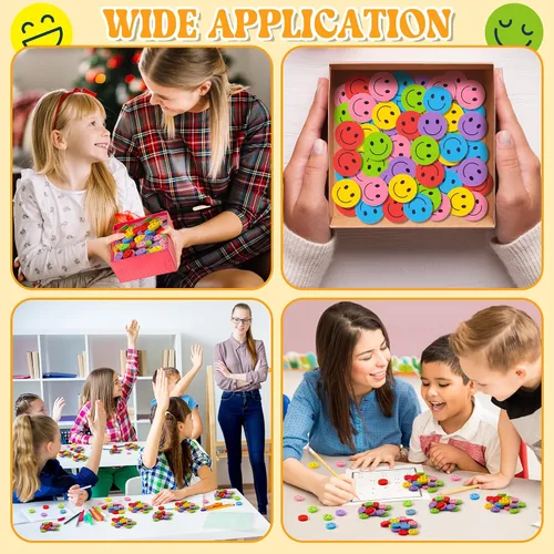 Vista 6 de Haooryx Colorful Happy Face Erasers, 60Pcs Mini Pencil Rubber Erasers Bulk