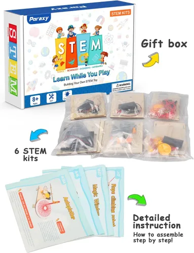 Vista 7 de Juguetes STEM 6 en 1 para niños de 8 a 12 años, kits STEM, rompecabezas de madera 3D, proyectos de ciencia educativa, kits de modelos