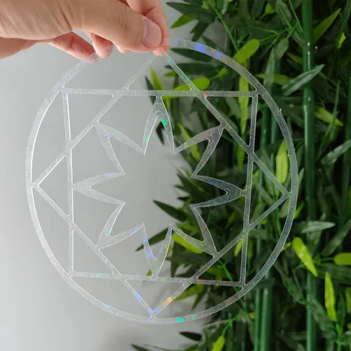 Vista 2 de Calcomanías holográficas para ventana para ataques de pájaros, recordatorio de vidrio, calcomanías autoadhesivas anticolisión, evita que los pájaros