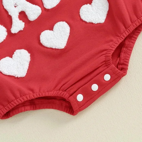 Vista 73 de SOLILOQUY Traje de manga larga con cuello redondo para el primer día de San Valentín para bebé niño y niña, mameluco de corazón de amor