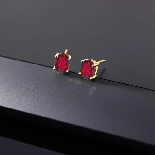 Vista 164 de Gem Stone King Aretes de oro de 14 quilates con piedra natal ovalada de 0.315 x 0.236 in Aretes de oro para mujer
